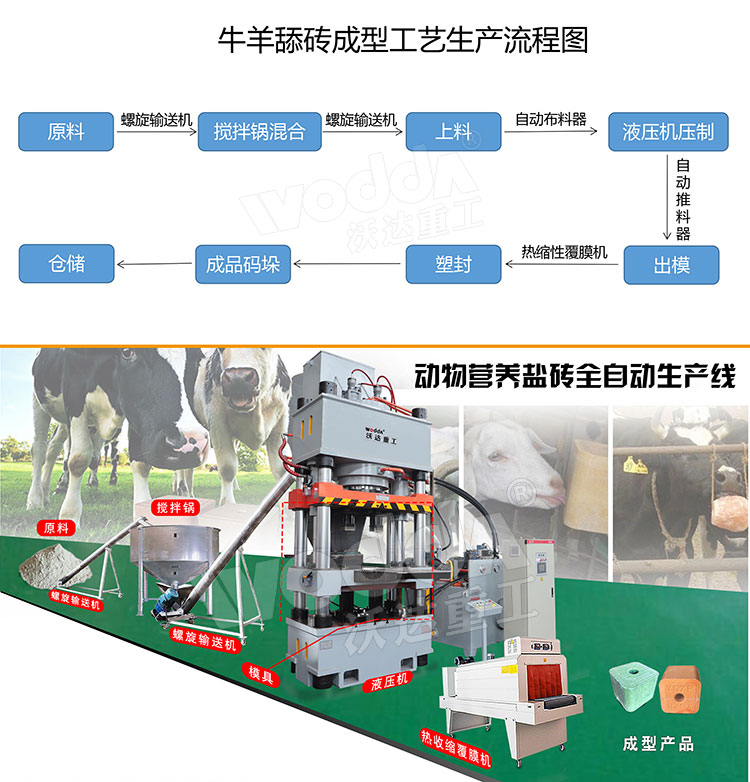 牛羊舔磚液壓機生產(chǎn)線